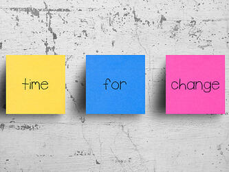 sticky notes spelling out 'time to change'